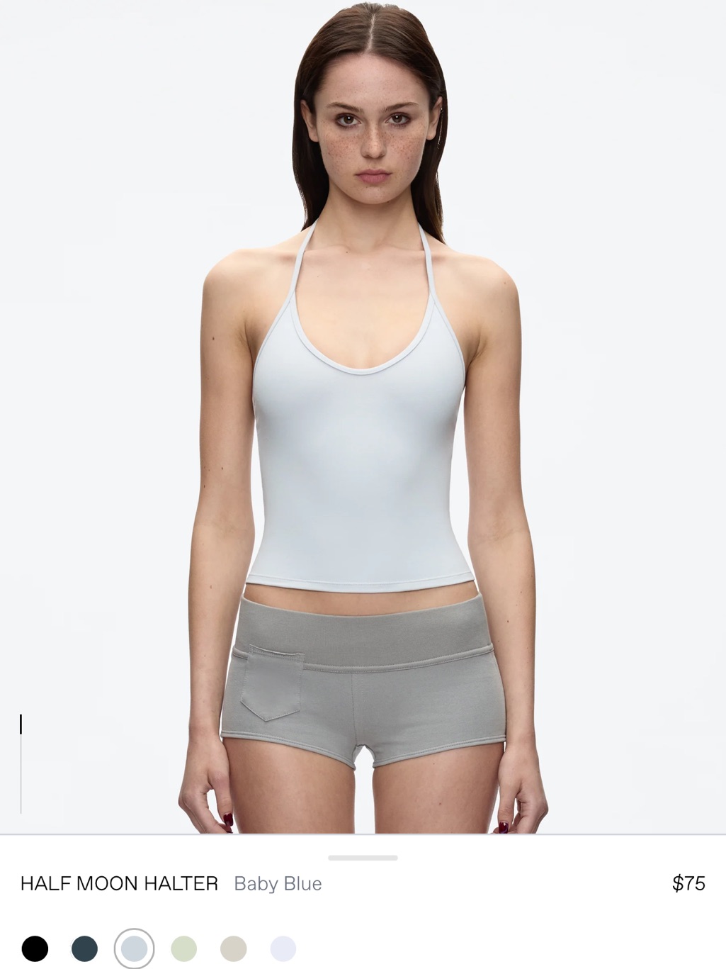Tank Air Half Moon Halter In Baby Blue